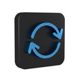 Blue Refresh icon isolated on transparent background. Reload symbol. Rotation arrows in a circle sign. Black square Royalty Free Stock Photo