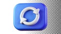 Blue refresh sync icon update reload circular arrow cycle button png transparent image Generative AI