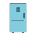 Blue refrigerator, fridge, icebox icon. Flat line style. Vector illustration on white isolated background. Royalty Free Stock Photo