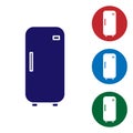 Blue Refrigerator icon isolated on white background. Fridge freezer refrigerator. Household tech and appliances. Set Royalty Free Stock Photo