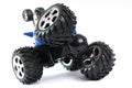 A Blue Remote Controlled Monster Truck Toy Car With Flexible Rotating Front Wheels
