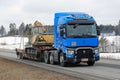 Blue Renault Trucks T Hauls Construction Equipment Royalty Free Stock Photo