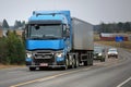 Blue Renault Trucks T Semi on the Road Royalty Free Stock Photo