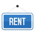 Blue Rent Sign Flat Icon Isolated on White Royalty Free Stock Photo
