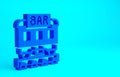 Blue Restaurant train icon isolated on blue background. Minimalism concept. 3d illustration 3D render