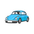 Blue retro beetle car vector