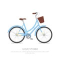 Blue retro bicycle isolated on white background Flat vector illustration Royalty Free Stock Photo