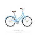 Blue retro bicycle isolated on white background Flat vector illustration Royalty Free Stock Photo