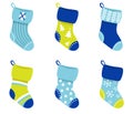Blue retro Christmas Socks collection.