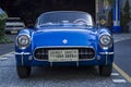 blue retro classic chevrolet corvette - Malang, 12 September 2020 Royalty Free Stock Photo