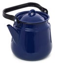 Blue retro enameled kettle on a white background Royalty Free Stock Photo