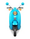 Blue retro scooter. Front view.