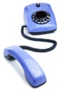 Blue retro telephone isolated