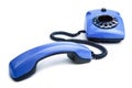 Blue retro telephone isolated Royalty Free Stock Photo