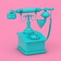 Blue Retro Vintage Styled Rotary Phone Duotone. 3d Rendering