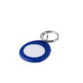 Blue RFID keychain tag isolated on white background