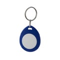 Blue RFID keychain tag isolated on white background