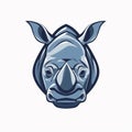 Blue Rhino Head Logo Design With Contoured Shading