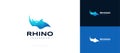 Blue Rhino Logo Design. Rhino Head Logo or Icon
