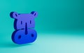 Blue Rhinoceros icon isolated on blue background. Animal symbol. Minimalism concept. 3D render illustration