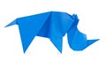 Blue rhinoceros of origami. Royalty Free Stock Photo