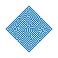 Blue rhombus maze labyrinth. Flat vector illustration