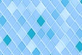 Blue rhombus tile background. Bathroom or toilet ceramic wall or floor texture. Kitchen backsplash seamless pattern Royalty Free Stock Photo