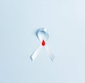 Blue ribbon awareness as symbol of diabetes Type 1 on a blue background.