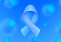 Blue ribbon and 3d cells, Breast cancer awareness, Vector Illustration
