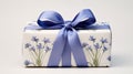 Blue Ribbon Gift Box With Floral Print - Hasselblad H6d-400c Style