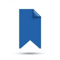 A blue, ribbon-shaped bookmark icon with a curled top right corner. The background is Royalty Free Stock Photo