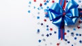 Festive Independence Day Sewing Paper Gift With Blue Bow