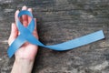 Blue ribbon symbolic of prostate cancer awareness campaign and men`s health in November month