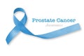 Blue ribbon symbolic for prostate cancer awareness campaign and men`s health in November month isolated on white background