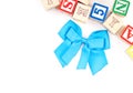 Blue Ribbon with Toy Blocks Royalty Free Stock Photo