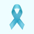 Blue ribbon vector isolated on background. Prostate cancer awareness symbol in november. Realistic b