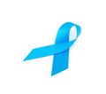Blue ribbon on white background prostate cancer awareness concept Royalty Free Stock Photo