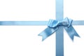 Blue ribbons with bow on white background Royalty Free Stock Photo