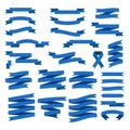 Blue ribbons vector collection isolated on white background. Empty Banners in flat style. Web ribbons set Royalty Free Stock Photo