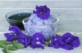 Blue rice cooked with organic butterfly pea flower