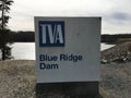 Blue Ridge Dam bridge sign with Toccoa river background