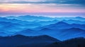 The blue ridge mountain range multichromatic color scheme trick of the eye. Generative AI Royalty Free Stock Photo