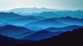 The blue ridge mountain range multichromatic color scheme trick of the eye. Generative AI Royalty Free Stock Photo