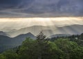 Blue Ridge Mountains Sun Rays NC Royalty Free Stock Photo