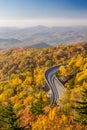 Blue Ridge Parkway in Autumn at Sunrise Royalty Free Stock Photo