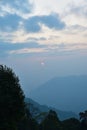 Blue ridge parkway scenic landscape appalachian Mountains Ridges sunrise layers over great smoky Himalayan mountains range Royalty Free Stock Photo