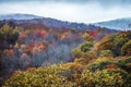 Blue ridge and smoky mountains changing color in fall Royalty Free Stock Photo