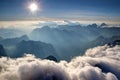 Blue ridges, hazy valleys and white clouds Julian Alps Slovenia