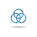 Blue ring arrows, mockup logo, closed loop, vicious circle icon