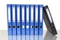 Blue ring binders in row Royalty Free Stock Photo